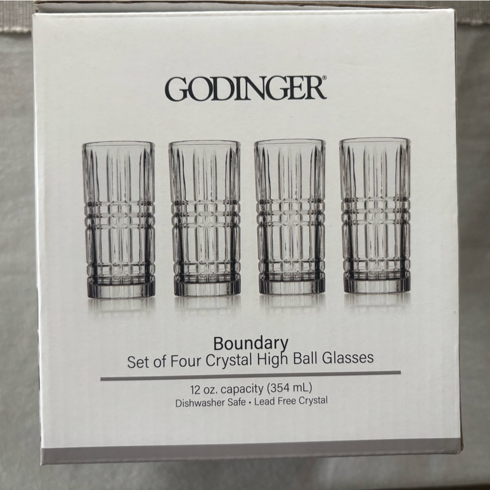 Godinger Crystal High Ball Glasses Set